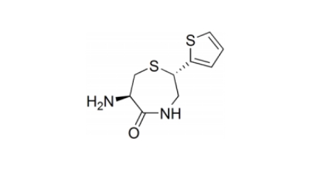 (2S, 6R)-6-amino-2-(2-thienyl)-1,4-thiazepine-5-one molecular structure